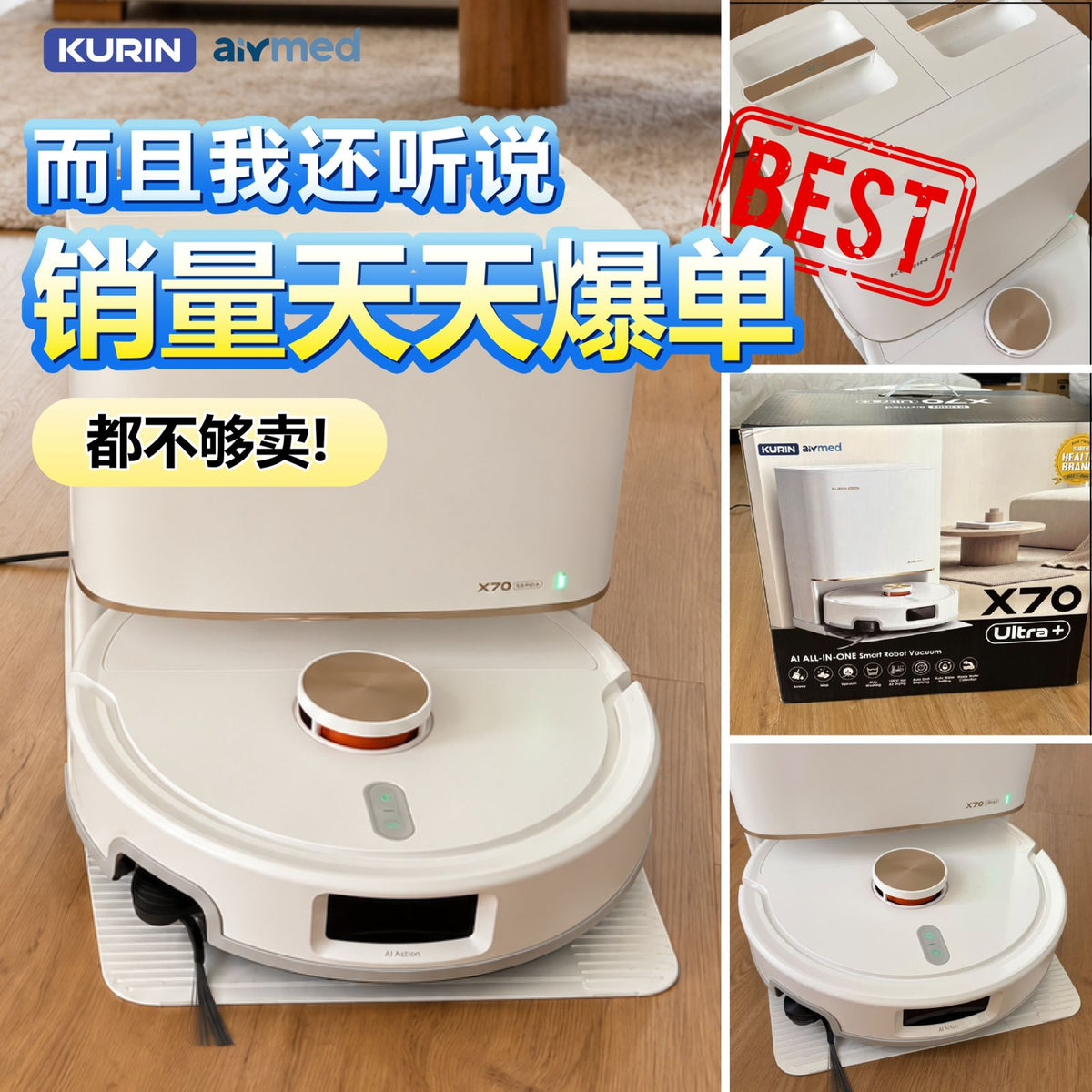 Kurin X70 Ultra+ Robot Vacuum [Upgraded]